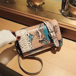 Python Print Faux Leather Crossbody Bag