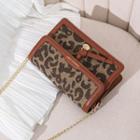 Leopard Print Flap Crossbody Bag Retro Brown - One Size