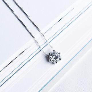 925 Sterling Silver Rhinestone Pendant Necklace 925 Silver - Ins - As Shown In Figure - One Size
