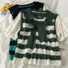 Striped Mock Two-piece Loose T-shirt