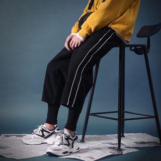 Mock Two-piece Contrast Trim Harem Pants
