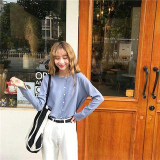 Long Sleeve Plain Knit Blouse