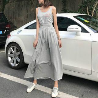 Shirred Midi A-line Tank Dress As Shown In Figure - One Size