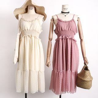 Ruffled-trim Sleeveless Chiffon Dress