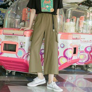 Buckled Cropped Wide Leg Pants