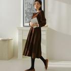 Reversible Collared Corduroy Long Dress