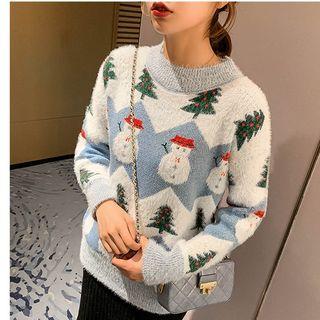 Christmas Pattern Sweater Blue - One Size
