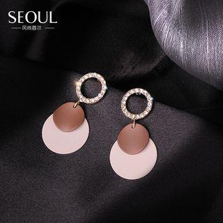 Rhinestone Hoop Disc Drop Earring 1 Pair - A229 - As Shown In Figure - One Size
