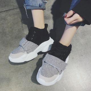 Furry Adhesive Strap High-top Platform Sneakers