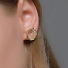 Shell Alloy Hoop Earring 1 Pair - S370 - 01 - Gold - One Size