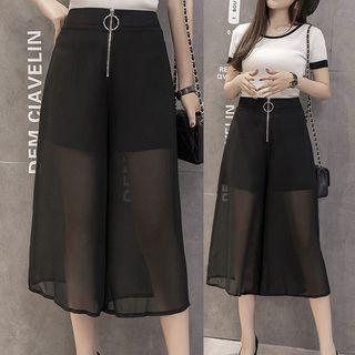 Zip Capri Chiffon Pants