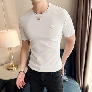 Short-sleeve Rhinestone Accent T-shirt