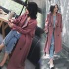 Double-breasted Plain Long Tweed Coat