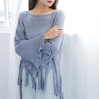 Bell-sleeve Fringed Sweater