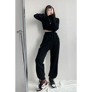 Zipper-waist Loose-fit Harem Pants