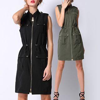 Zip Front Sleeveless Dress
