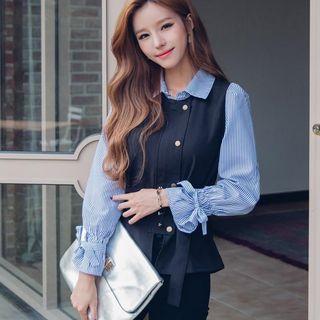 Mock Two Piece Striped Shirt