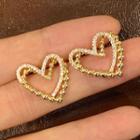 Heart Alloy Earring 1 Pair - S925 Silver Needle - Gold - One Size