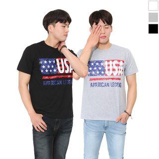 Plus Size Usa Printed T-shirt