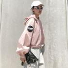 Two-tone Hooded Pullover Pink - One Size