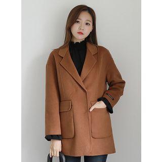One-button Hand Made Wool Blend Coat