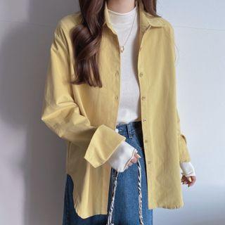Plain Long-sleeve Shirt / Round-neck Long-sleeve Top