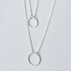 925 Sterling Silver Hoop Pendant Necklace S925 Silver - Hoop - Silver - One Size