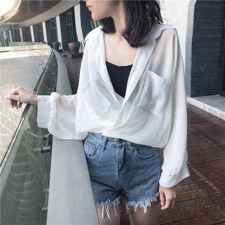 Open-front Sheer Light Shirt / Bralette
