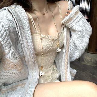 Pattern Cardigan / Waist Chain