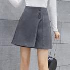 Contrast Stitching High-waist Mini A-line Skirt