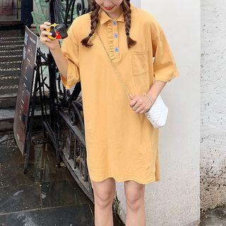 3/4-sleeve Letter Polo Dress