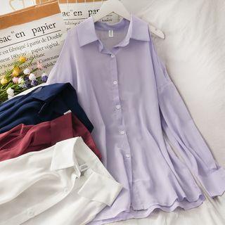 Off-shoulder Loose Chiffon Shirt