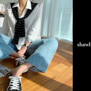 Stripe False-sleeve Overlay Shirt