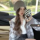 Long-sleeve Sailor Collar Blouse / Argyle Cardigan / Pleated Mini A-line Skirt