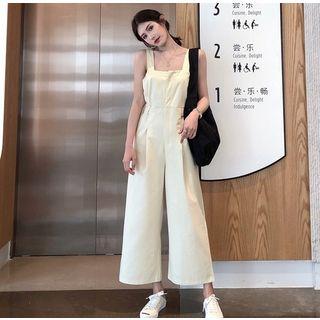 Sleeveless Wide Leg Jumpsuit / Plain Cardigan