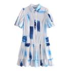 Print Layered Mini A-line Shirtdress