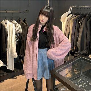 Long-sleeve Plain Furry Jacket