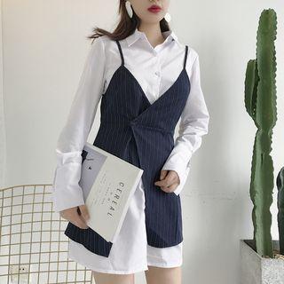 Set: Shirtdress + Sleeveless Striped Dress