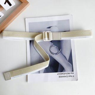 Striped Canvas Belt Almond & White - One Size
