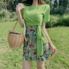 Tie-waist Short-sleeve T-shirt Green - Tshirt - One Size