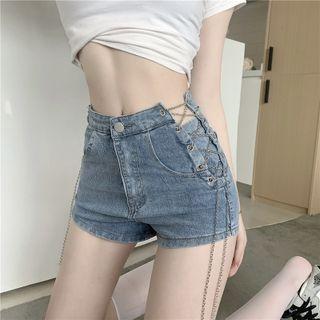 Chained-up Denim Shorts