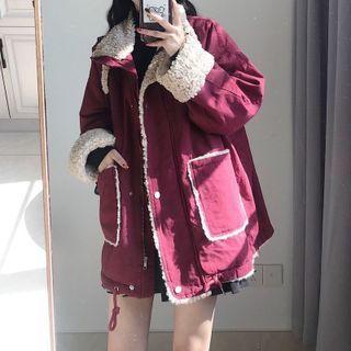 Fleece-lined Button-up Jacket / Mini Skirt