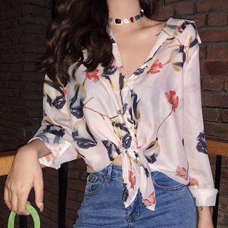 Flower Print Shirt White - One Size