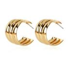 Layered Alloy Open Hoop Earring Gold - One Size
