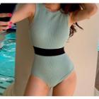 Open-back Ribbed Knit Swimsuit