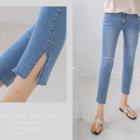 Slit-detail Washed Slim-fit Jeans