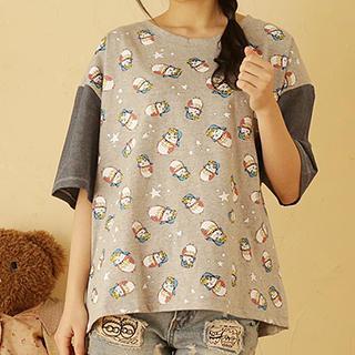 Print Panel Short-sleeve Top