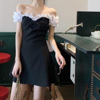 Off-shoulder Paneled Mini A-line Dress As Shown In Figure - One Size