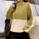 Long-sleeve Color Panel Top