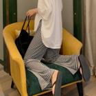 Striped Wide-leg Lounge Pants Stripes - Black & White - One Size